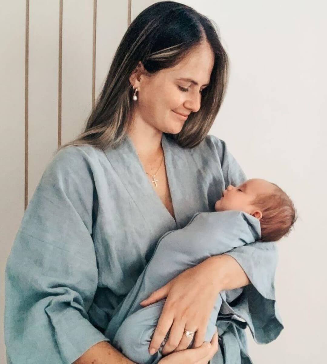 mum and baby wearing newborn gift set