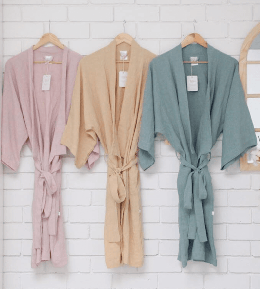 linen robes in three colours